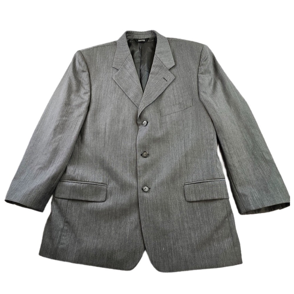 Pavone Blazer Jacket Mens‎ Gray Zignone Super 110's Single-Breasted Notch Lapel